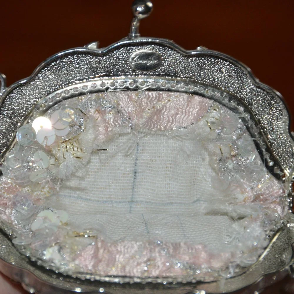 VERY RARE STATEMENT HAUTE COUTURE SIMAN TU PINK PEARL CRYSTAL EVENING BAG CLUTCH